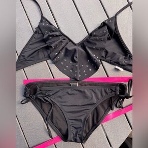 Hurley Black Bikini with Stud Accents size Medium